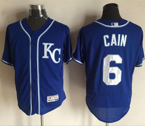 Royals #6 Lorenzo Cain Royal Blue Flexbase Authentic Collection Stitched MLB Jersey - Click Image to Close